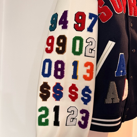 Supreme Praises Varsity Navy Blue Padded Jacket - Picture 5 of 12